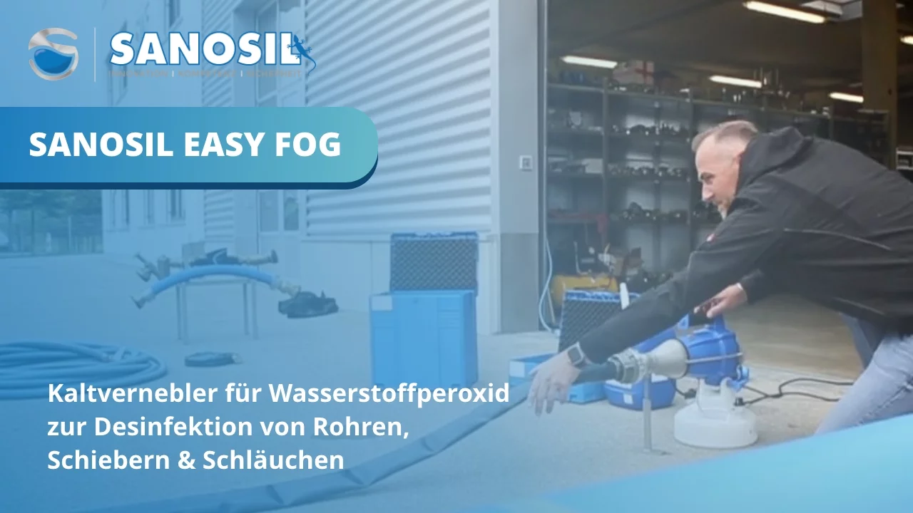 Video-Thumbnail: Kaltvernebler für Wasserstoffperoxid zur Desinfektion von Rohren, Schiebern & Schläuchen