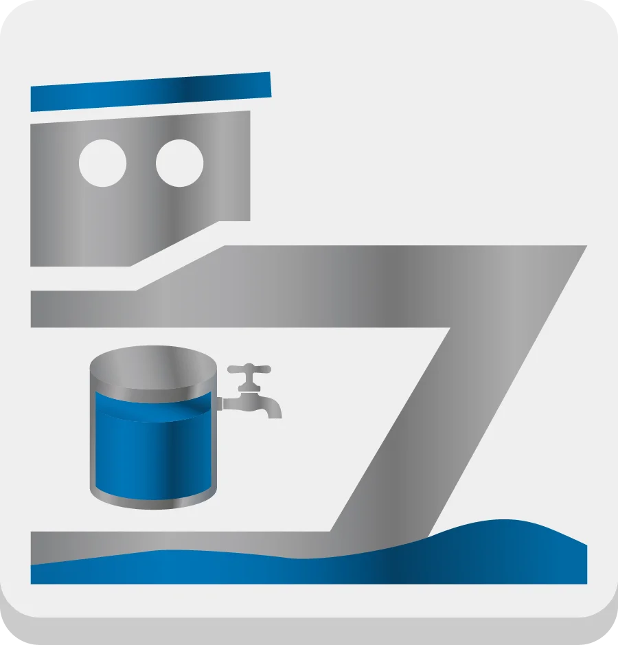 2D-Abbildung eines Trinkwassertanks an board eines Schiffes