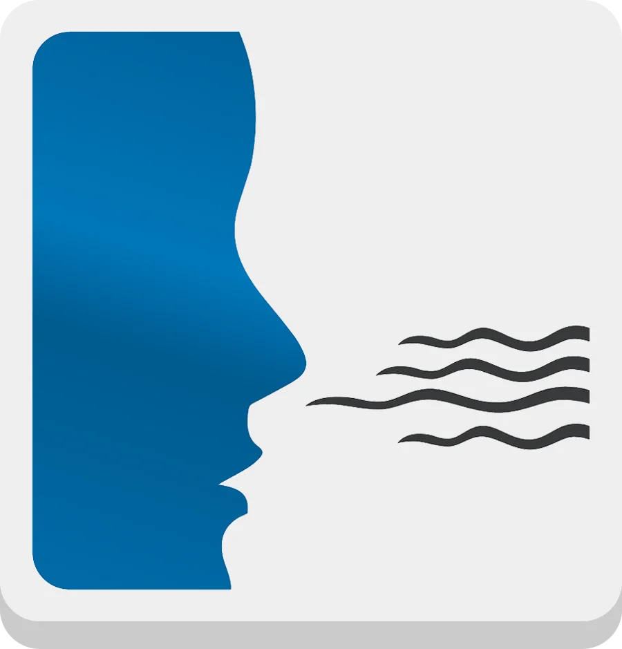 2D-Abbildung eines Gesichts, an das Geruch heranweht