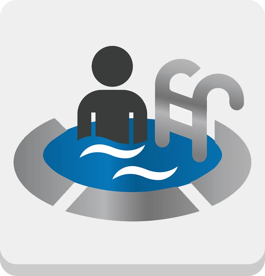 2D-Abbildung einer Person in einem Whirlpool