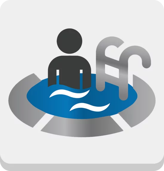 2D-Abbildung einer Person in einem Whirlpool